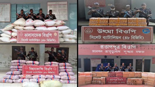 সিলেটের সীমান্ত এলাকা থেকে বিপুল পরিমাণ ভারতীয় পণ্য জব্দ